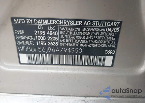 2006 Mercedes-Benz E 350 z USA, uszkodzony, nr VIN WDBUF56J96A794950